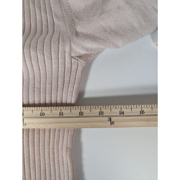 Leur Logette Pink Cashmere Silk Ribbed Balloon Sleeve Sweater Mock Neck XS - Picture 9 of 10